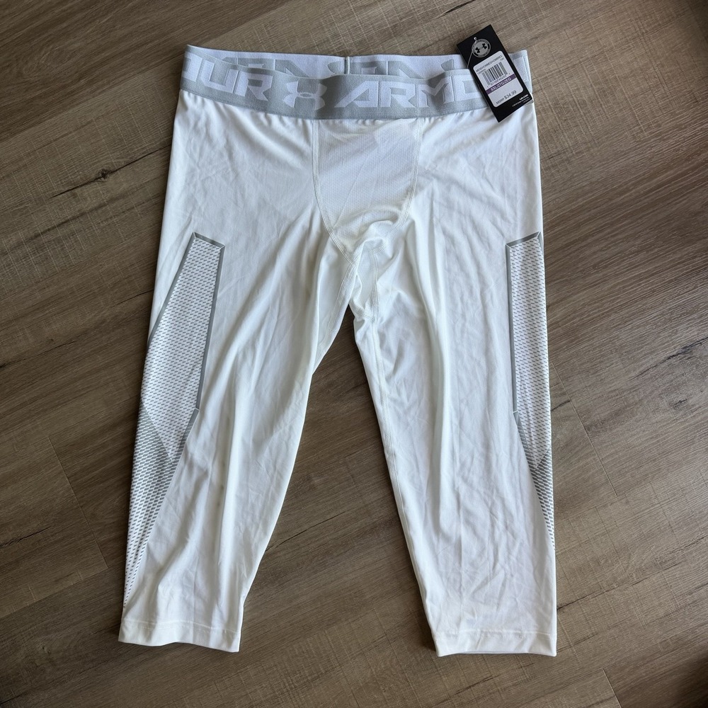 Under Armour HeatGear Compression Pants Men XXL White Gray‎ Activewear